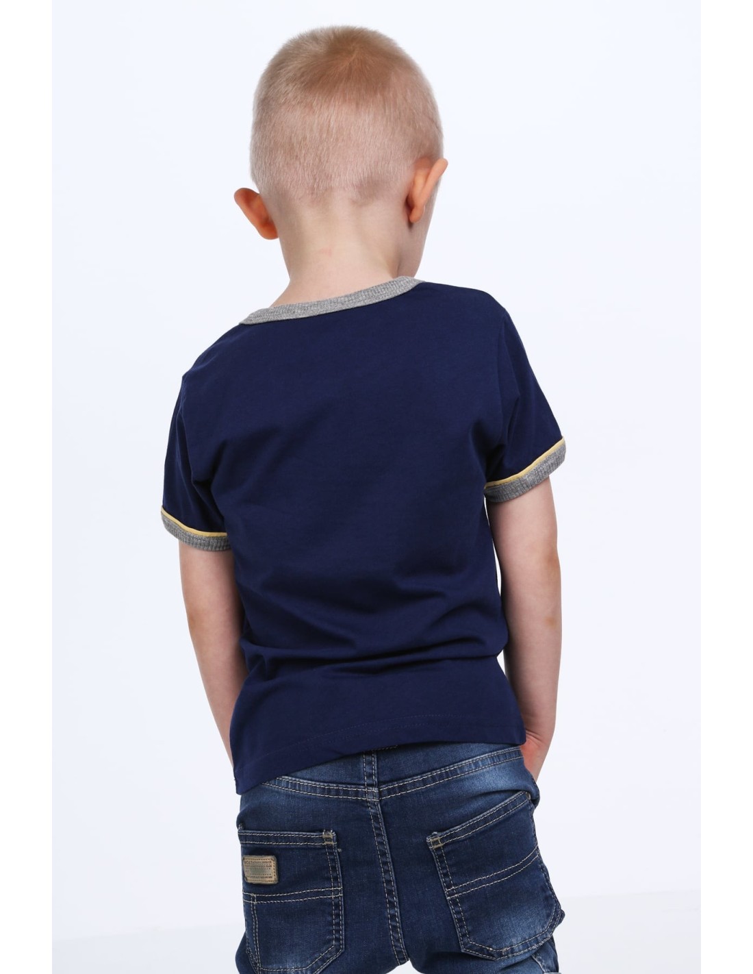 Navy blue boys\' t-shirt with print NDZ4479 - Online store - Boutique